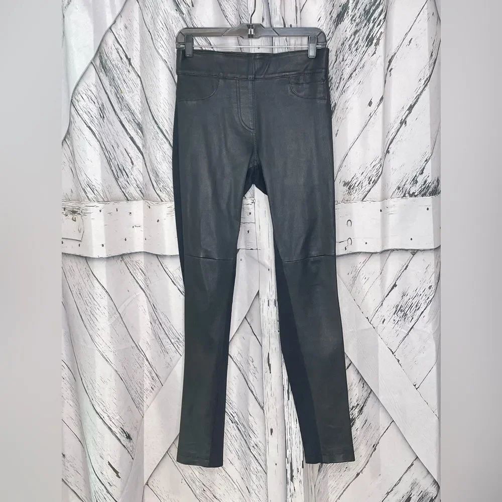 Nicole Miller Black Leggings Genuine Leather Fronts M